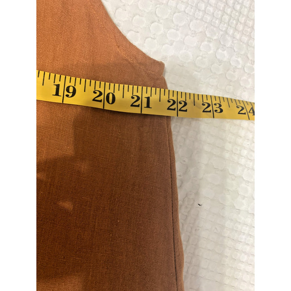 Bryn Walker Linen Cowl Neck Draped Pumpkin Orange Dress S Lagenlook Coastal Art - Picture 5 of 10